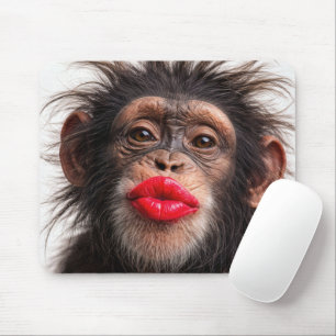 Tapis De Souris Rouge à lèvres sur un chimpanzé