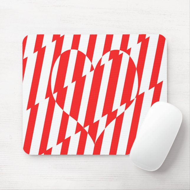 Tapis De Souris Rouge Abstrait n Blancs Valentine Coeur (Avec souris)