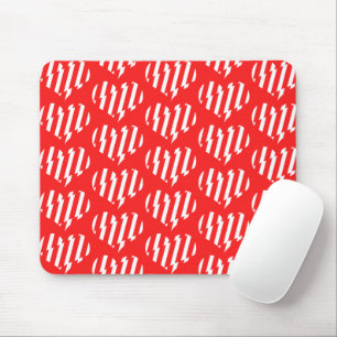 Tapis De Souris Rouge Abstrait n Blancs Valentine Coeur