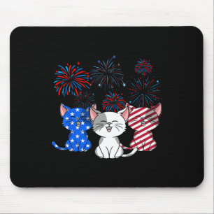 Tapis De Souris Rouge Blanc Bleu Chats Usa Drapeau Feu 4 juillet