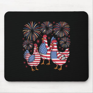 Tapis De Souris Rouge Blanc Bleu Poulet Usa Drapeau Feu d'artifice