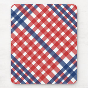 Tapis De Souris Rouge blanc et bleu En vichy plaid