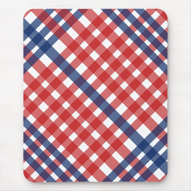 Tapis De Souris Rouge blanc et bleu En vichy plaid (Devant)