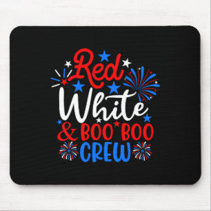 Tapis De Souris Rouge Blanc Et Boo Boo Crew Drôle 4 juillet Infirm