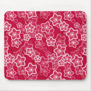 Tapis De Souris rouge blanc floral rustique mode motif rétro