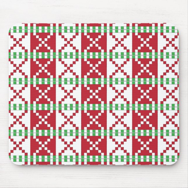 Tapis De Souris Rouge, blanc, vert letton Letton Ethnic Folk art (Devant)
