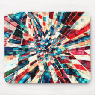 Tapis De Souris Rouge bleu voyant sur carreaux tordus et effet sab