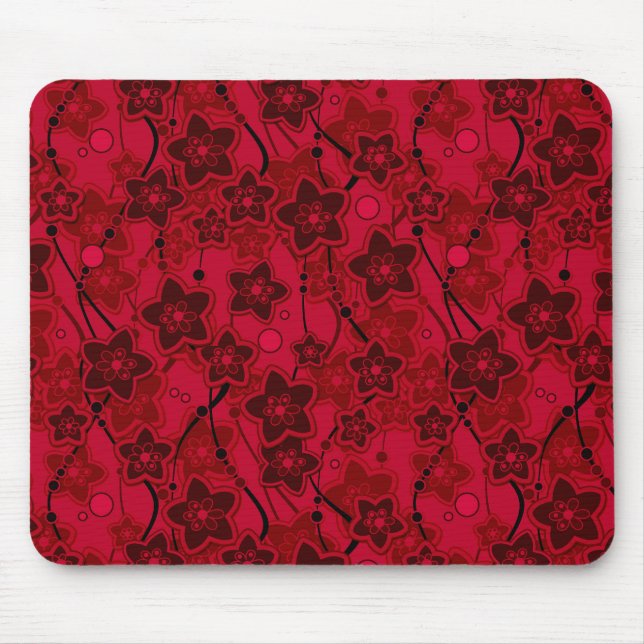 Tapis De Souris rouge brun floral rustique mode motif rétro (Devant)