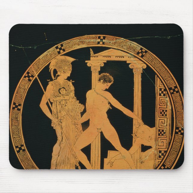 Tapis De Souris Rouge-chiffre tasse dépeignant Athéna, Theseus (Devant)