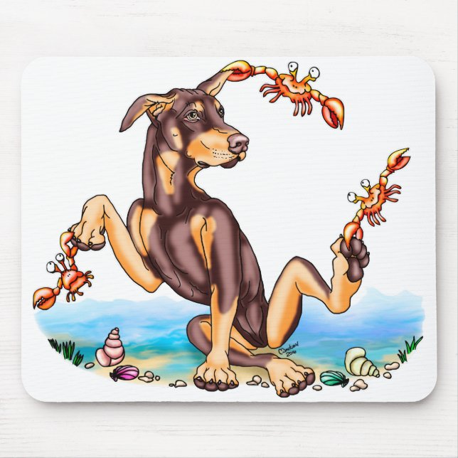 Tapis De Souris Rouge Doberman Pinscher Kinda Crabby (Devant)