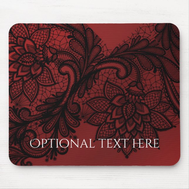 Tapis De Souris Rouge et noir Elégance noire Lace noire Look (Devant)