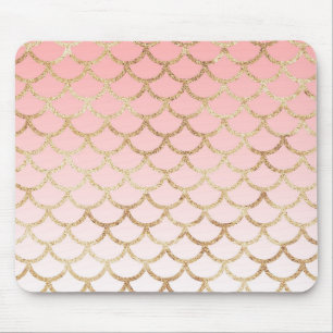 Tapis De Souris Rouge gamin rose et paillettes de sirène dorées sc