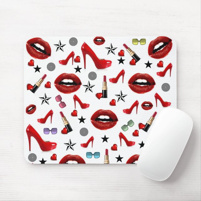 Tapis De Souris Rouge Lèvres Lèvres Talons Pad Souris! Tapis de so (Avec souris)