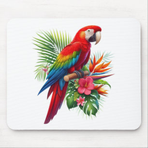Tapis De Souris Rouge macaw tropical floral