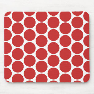 TAPIS DE SOURIS ROUGE MODERNE, POIS BLANCS