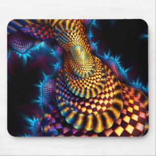 Tapis De Souris Rouge & Or À damiers Mandelbrot Fractal