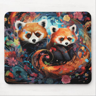 Tapis De Souris Rouge Panda Colorful Animal Enchanter