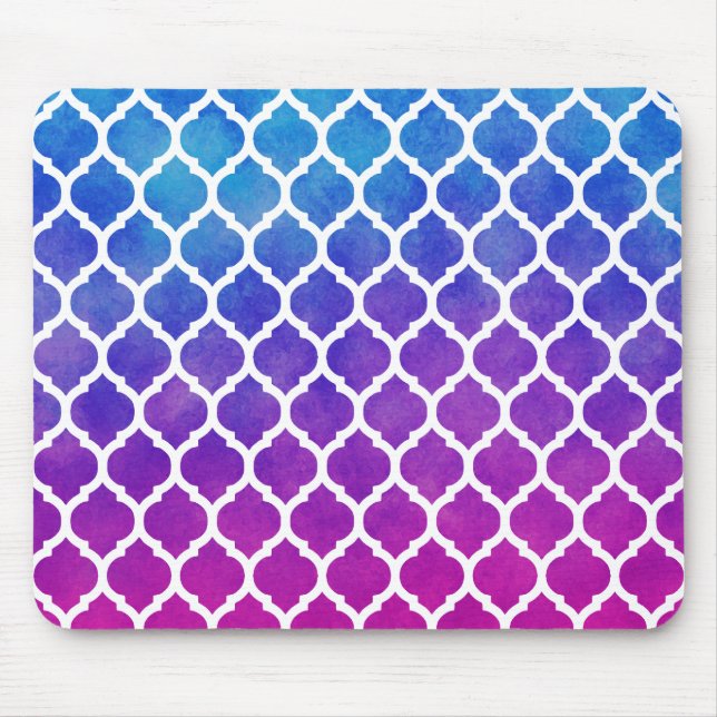 Tapis De Souris Rouge rose bleu Ombre Lattice marocain (Devant)