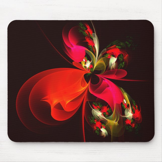 Tapis De Souris Rouge Vert Floral Moderne Art Abstrait Motif #02 (Devant)