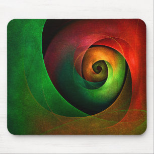 Tapis De Souris Rouge Vert Floral Moderne Art Abstrait Motif #21