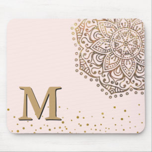 Tapis De Souris Rougissent l'initiale décorée d'un monogramme rose