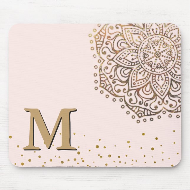 Tapis De Souris Rougissent l'initiale décorée d'un monogramme rose (Devant)