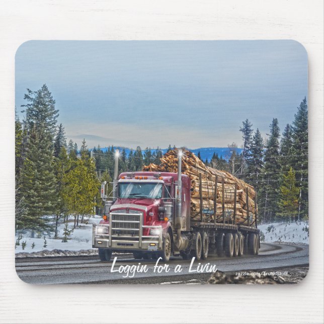 Tapis De Souris Route rouge de camion de bois de charpente (Devant)