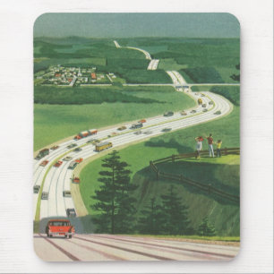 Tapis De Souris Routes Scéniques Américaines Vintage, Road Trip en
