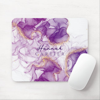 Tapis De Souris Royal Amethyst GoldGlitter Aquarelle personnalisab