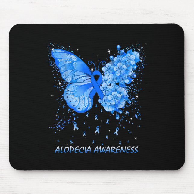 Tapis De Souris Ruban de sensibilisation à l'alopécie papillon (Devant)