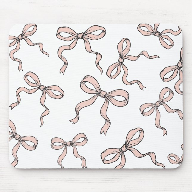 Tapis De Souris Ruban rose mignon et tendance en noir (Devant)