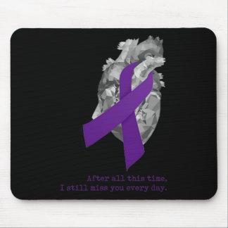 Tapis De Souris Ruban Violet de Sensibilisation au Surdosage Cœur 