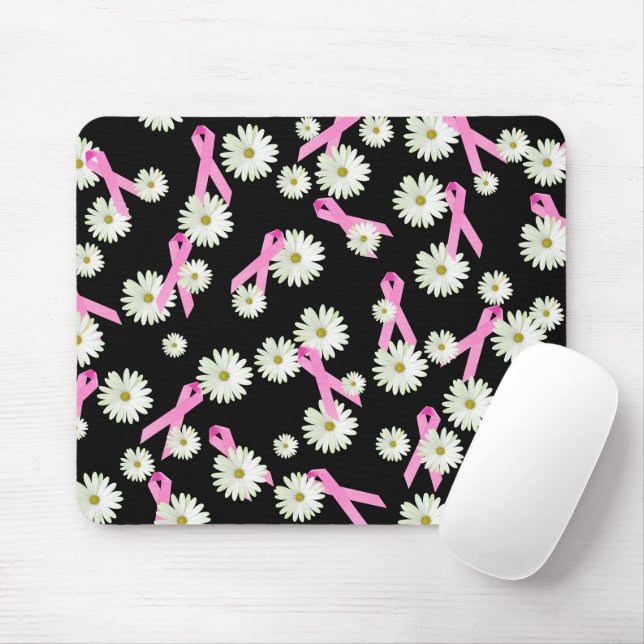 Tapis De Souris Rubans et marguerites de sensibilisation au cancer (Avec souris)