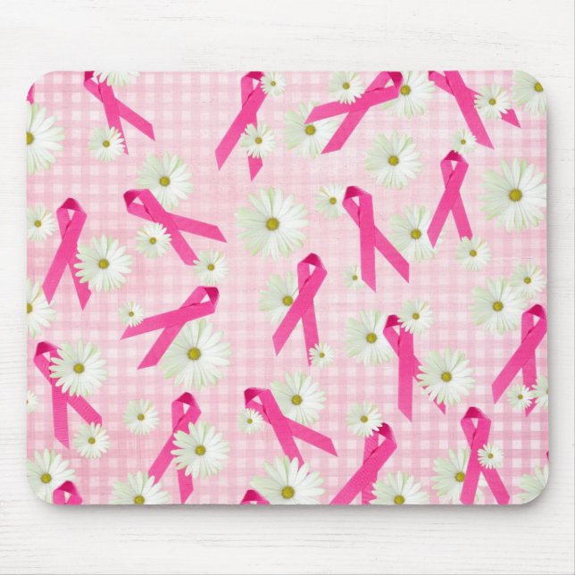 Tapis De Souris rubans roses de sensibilisation au cancer du sein (Devant)