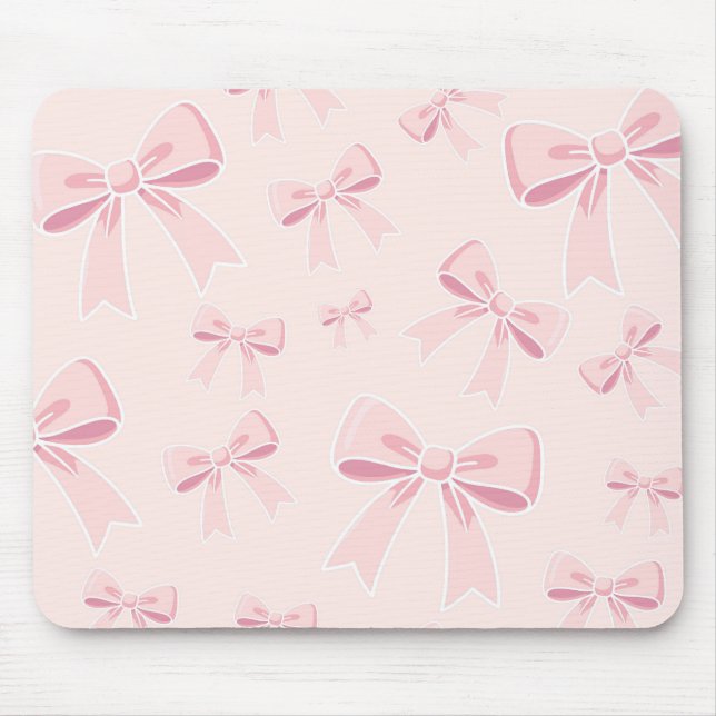 Tapis De Souris Rubans roses mignon cottage chic coquette (Devant)