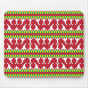 Tapis De Souris Rucava Art populaire rouge et blanc motif géométri