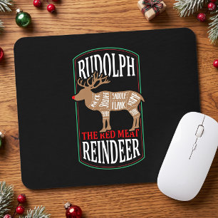 Tapis De Souris Rudolph le Renne à Viande Rouge