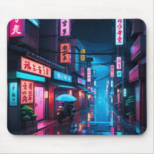 Tapis De Souris Rue de Tokyo la nuit Art LoFi
