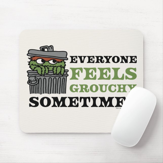 Tapis De Souris Rue Sésame | Oscar le Grouch se sent Grouch (Avec souris)