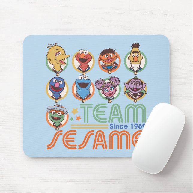 Tapis De Souris Rue Sésame | Team Sesame depuis 1969 (Avec souris)