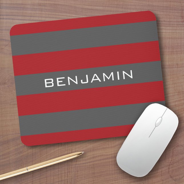 Tapis De Souris Rugby rouge et gris avec nom personnalisé (Custom mouse pads)