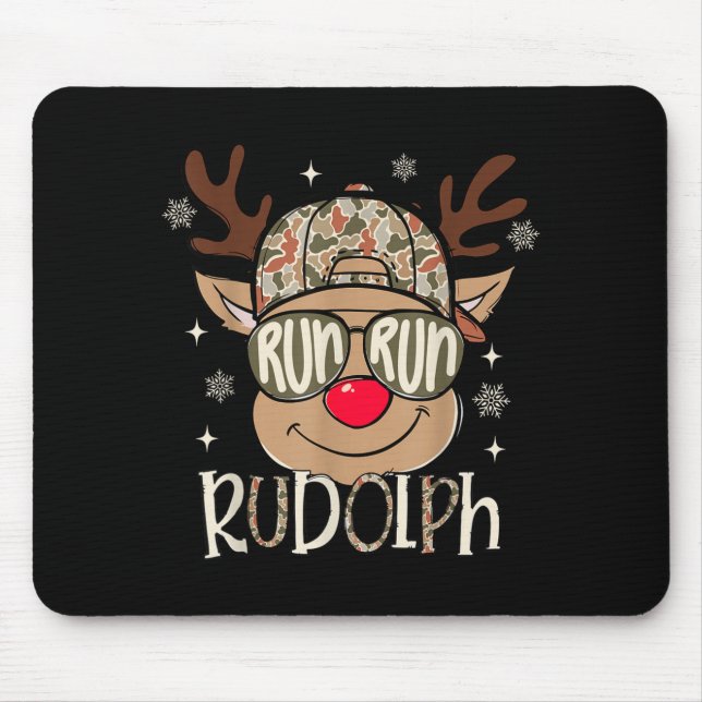 Tapis De Souris Run Rudolph Santa's Reindeer Christmas Camo Boys T (Devant)
