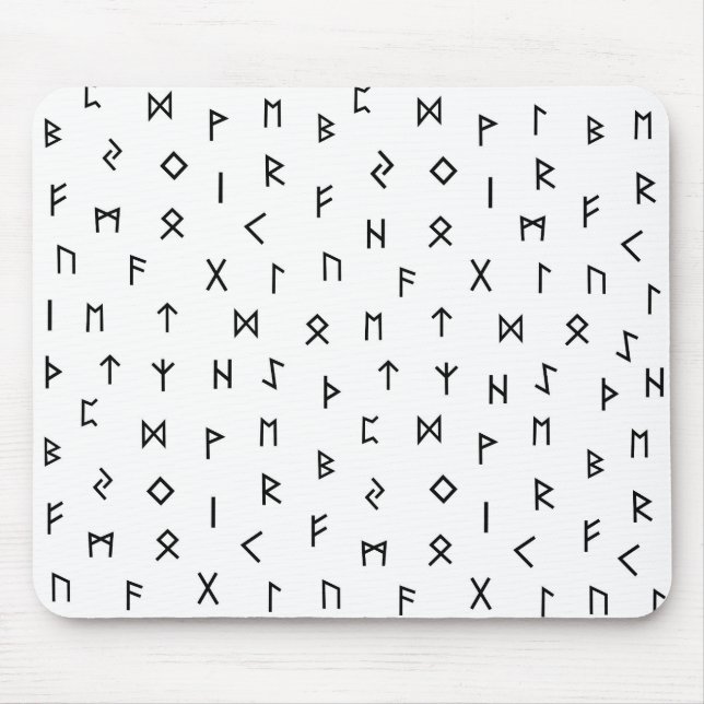 Tapis De Souris Runes viking noires sur le Arrière - plan blanc (Devant)