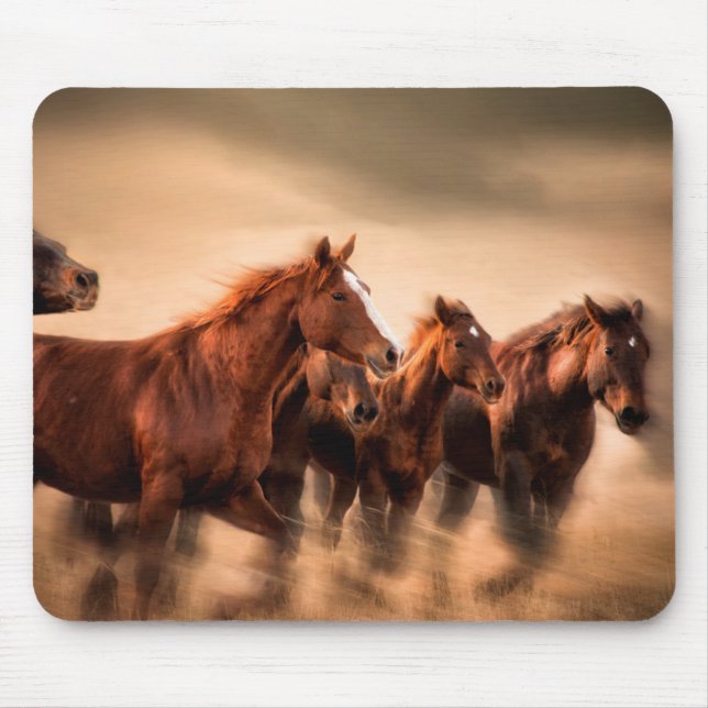Tapis De Souris running horses, blur and flying manes (Devant)