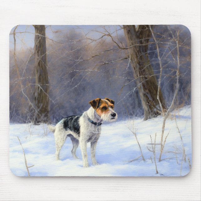 Tapis De Souris Russell Terrier Laisser neiger Noël (Devant)