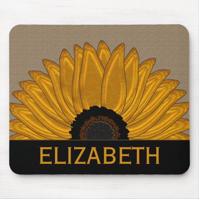 Tapis De Souris .Rustic Country Burlap Sunflower Wedding Faveurs (Devant)