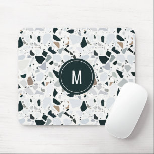 Tapis De Souris Rustic Earthy Terrazzo Stone Pattern Monogram