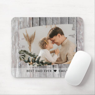 Tapis De Souris Rustic Wood Photo Template Best Dad Ever 