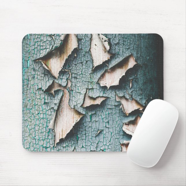 Tapis De Souris Rustique vieille peinture bleu clair vert peeling (Avec souris)