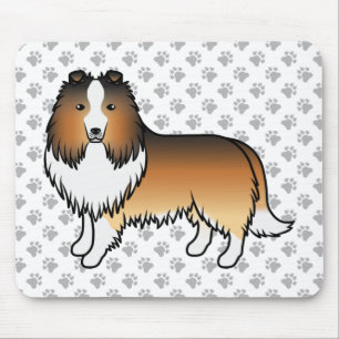 Tapis De Souris Sable Shetland Sheepdog Cartoon Chien et pattes